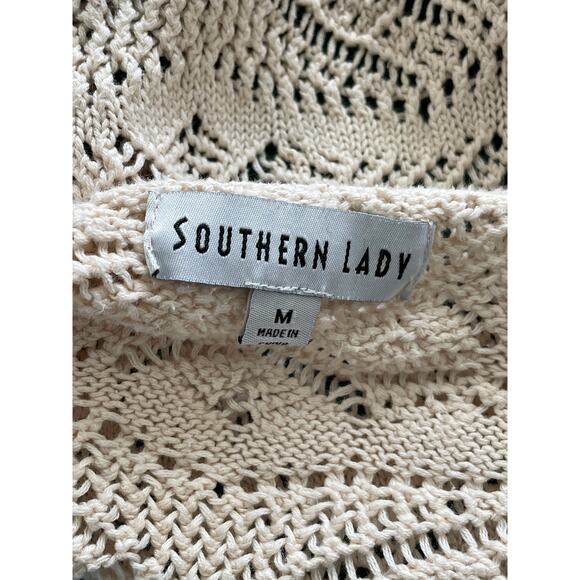 Crochet Fringe Vest Tan Neutral Medium - Picture 7 of 8